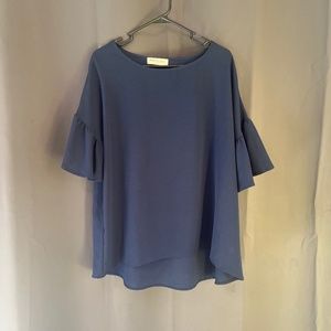 Sheer Ruffle Sleeve Top